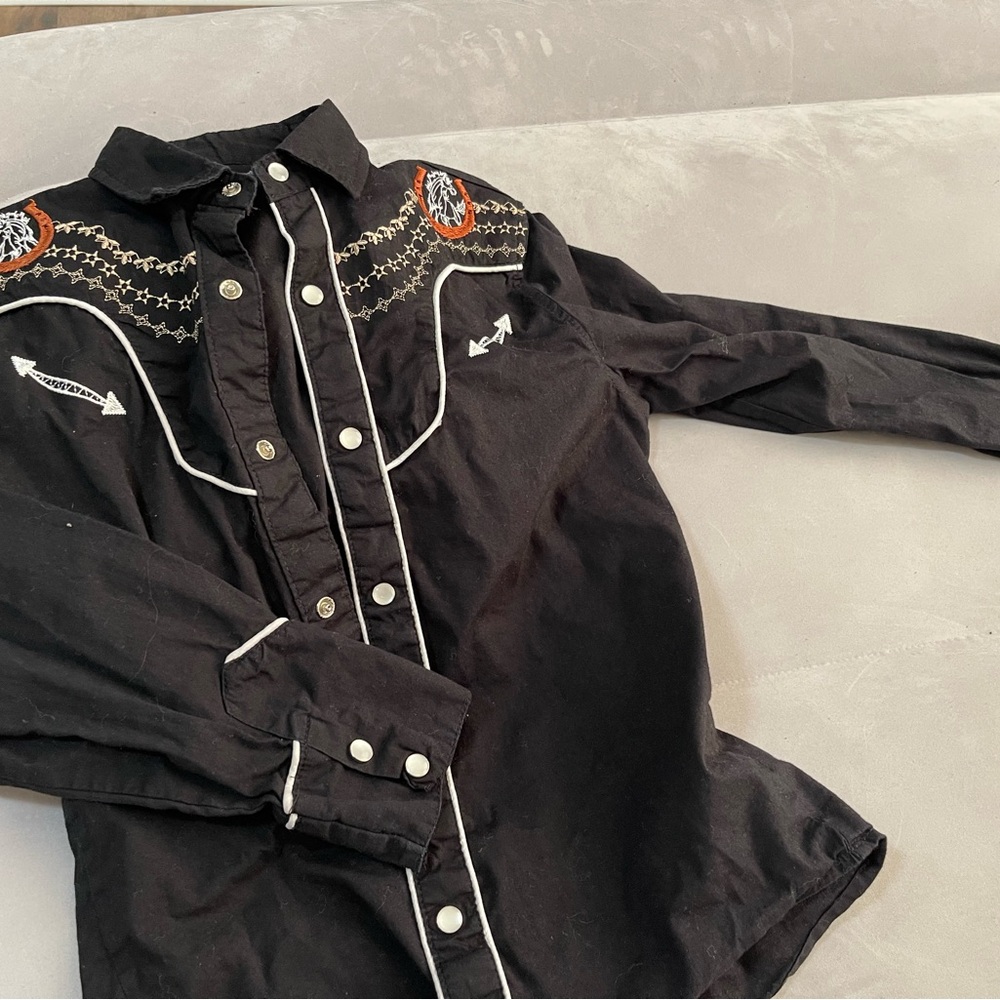 Black Western Shirt with Embroidery
